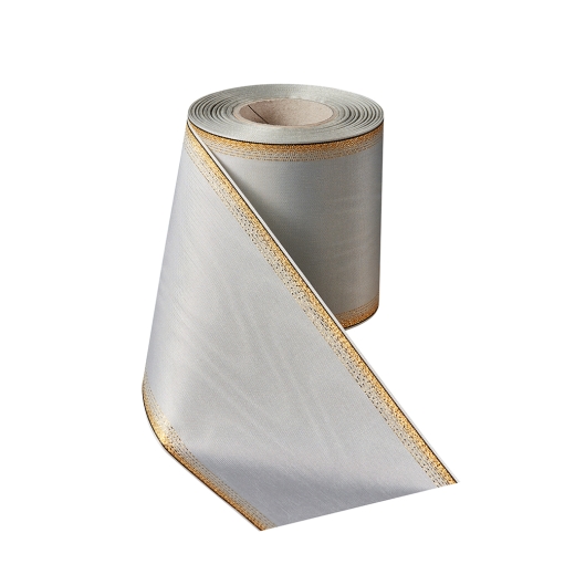 Verzugs-Moiré Opalgrau mit Gold-Ombré-Rand