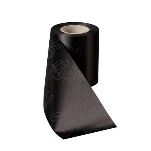 Satin Alloverdruck Efeu Schwarz