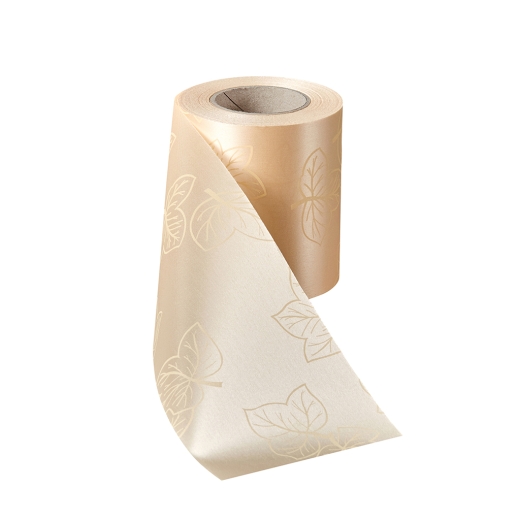 Satin Alloverdruck Efeu Beige