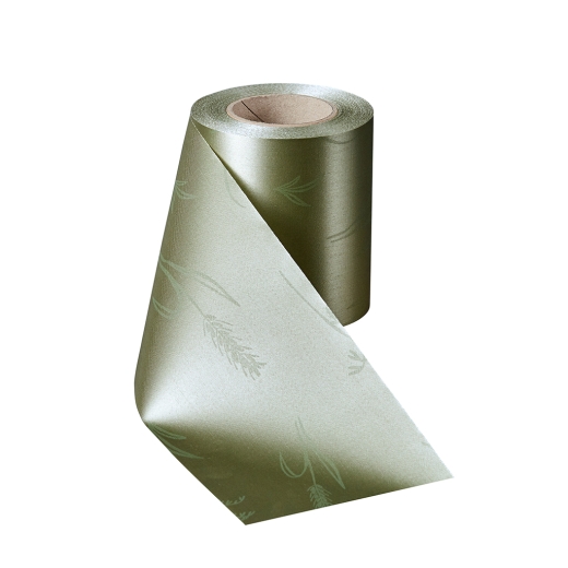 Satin Alloverdruck Getreide Lindgrün