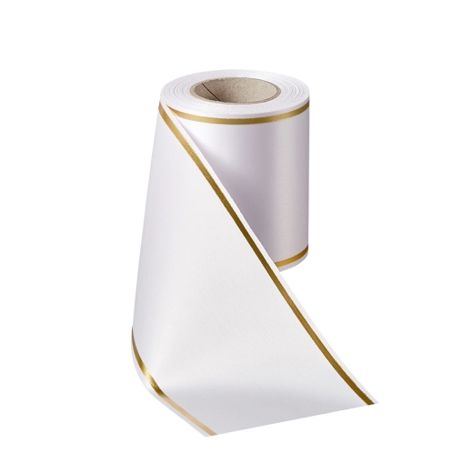 Super-Satin Weiß mit Strichrand Gold
