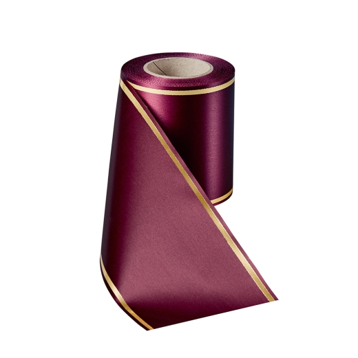 Super-Satin Kardinalrot mit Strichrand Gold