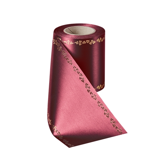 Super-Satin Kardinalrot mit Efeu Rand Gold