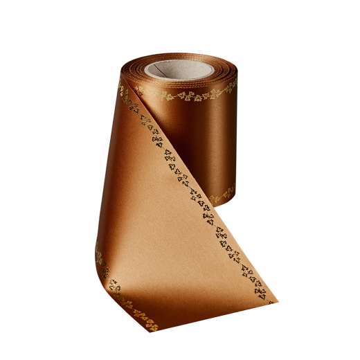 Super-Satin Braun mit Efeu Rand Gold