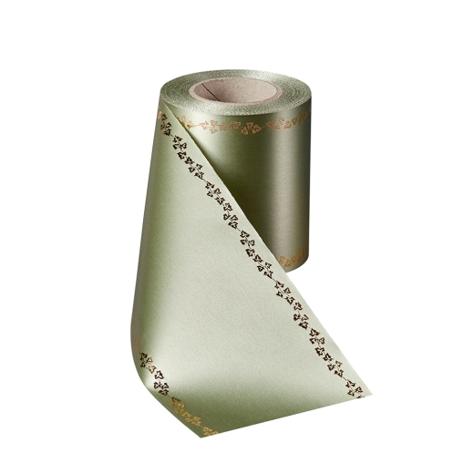 Super-Satin Hellgrün mit Efeu Rand Gold