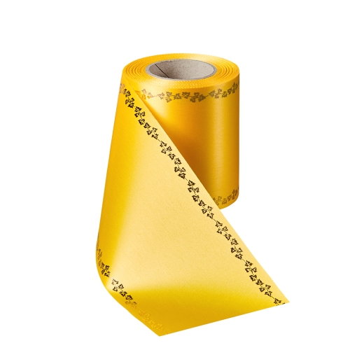 Super-Satin Gelb mit Efeu Rand Gold