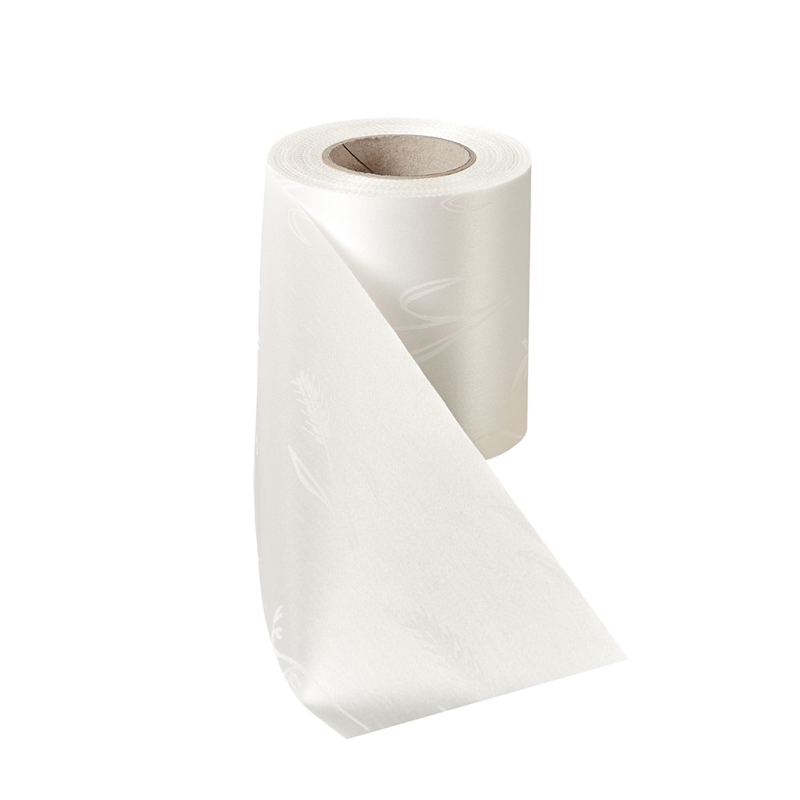 Satin Alloverdruck Getreide Weiß