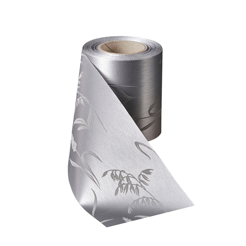 Satin Alloverdruck Getreide Silber