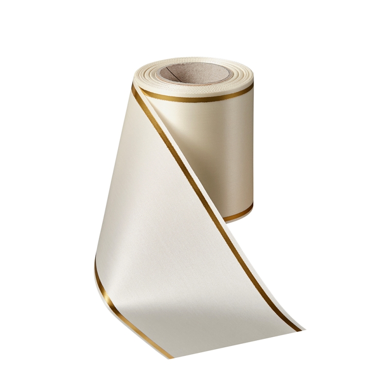 Super-Satin Natur mit Strichrand Gold