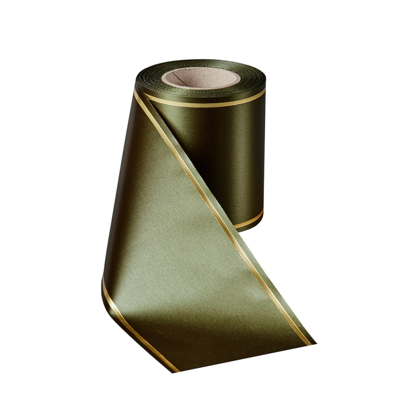 Super-Satin Moosgrün mit Strichrand Gold
