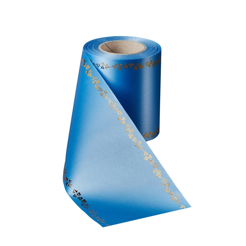 Super-Satin Kobaltblau mit Efeu Rand Gold