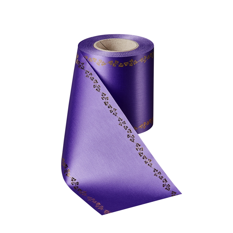 Super-Satin Lila mit Efeu Rand Gold
