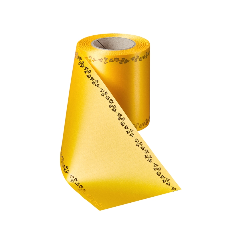 Super-Satin Gelb mit Efeu Rand Gold