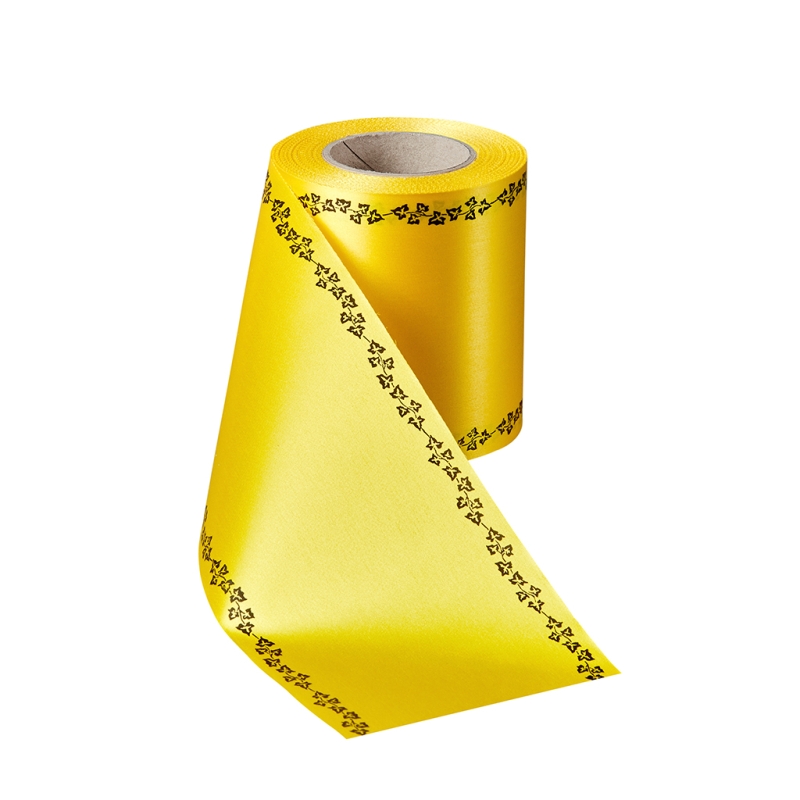 Super-Satin Gelb mit Efeu Rand Schwarz