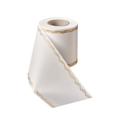 Präge-Moiré Weiß mit Rand Perlenkette in Gold